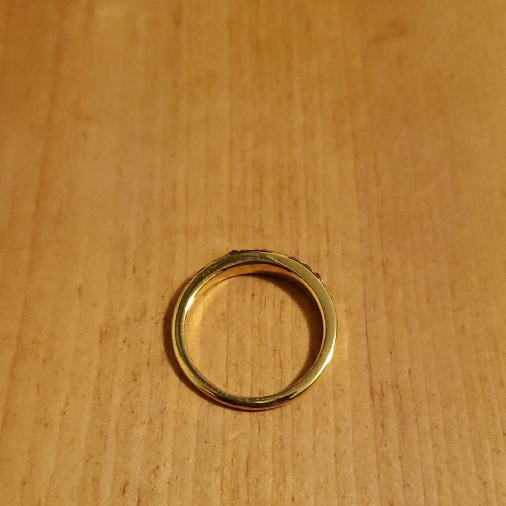 Gold-tone Ring with Red Accents Band - Picture 3 of 3